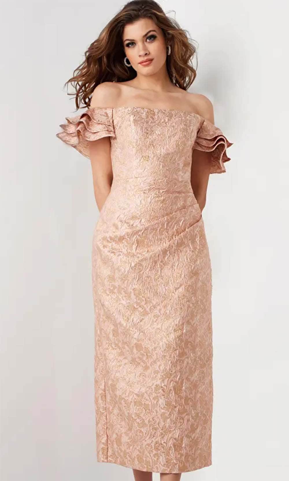 Jovani 25667 - Straight-Across Tea-length Dress - view 4