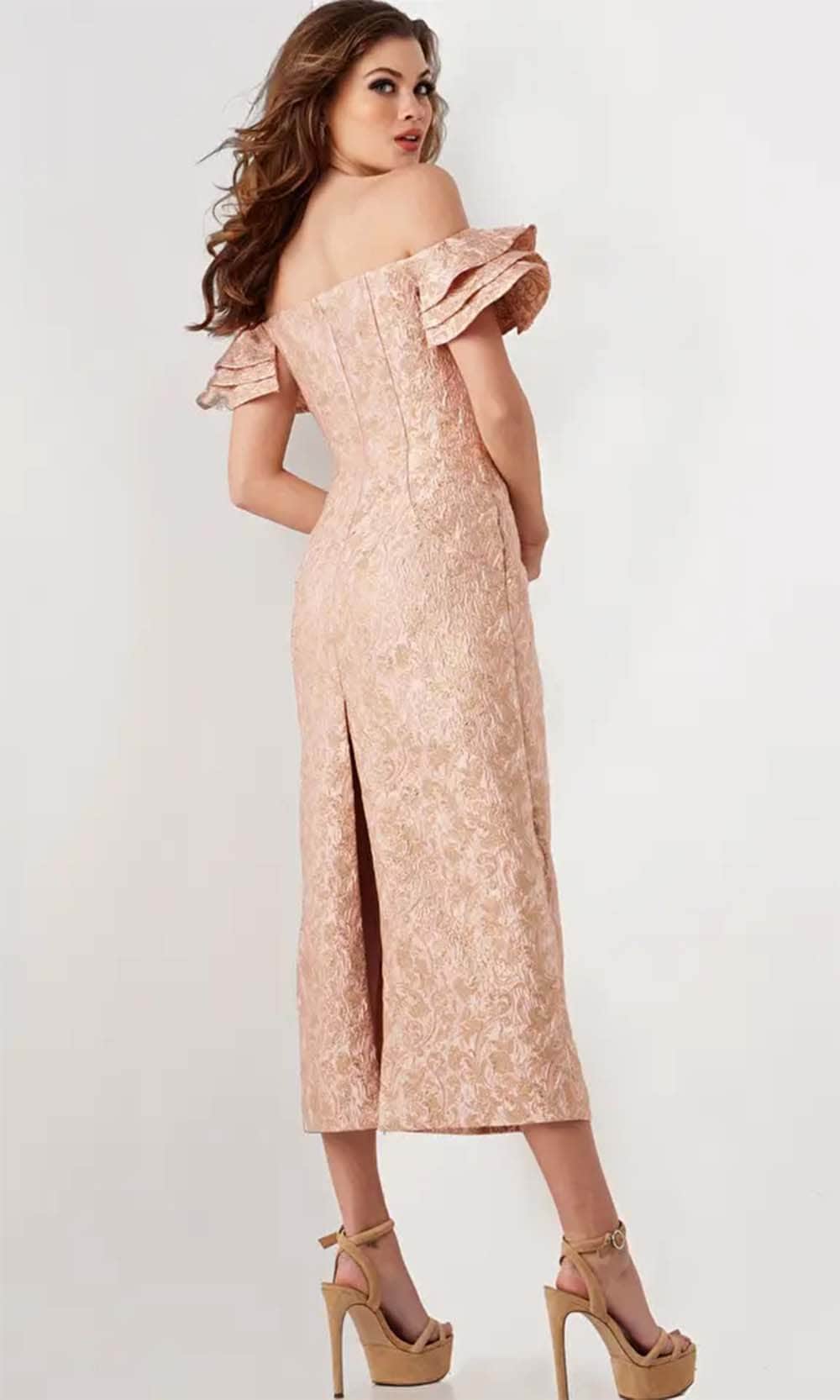 Jovani 25667 - Straight-Across Tea-length Dress - back view