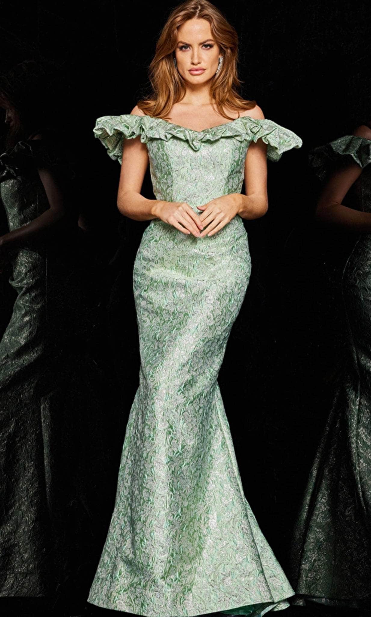 Jovani 25674 - Floral Embroidered Mermaid Gown - back view