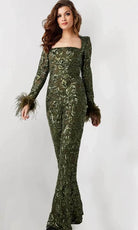 Jovani 25904 - Sequin Embellished Long Sleeve Jumpsuit - designer formal jumpsuit at Silhouette Dresses