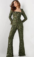 Jovani 25904 - Sequin Embellished Long Sleeve Jumpsuit - back view