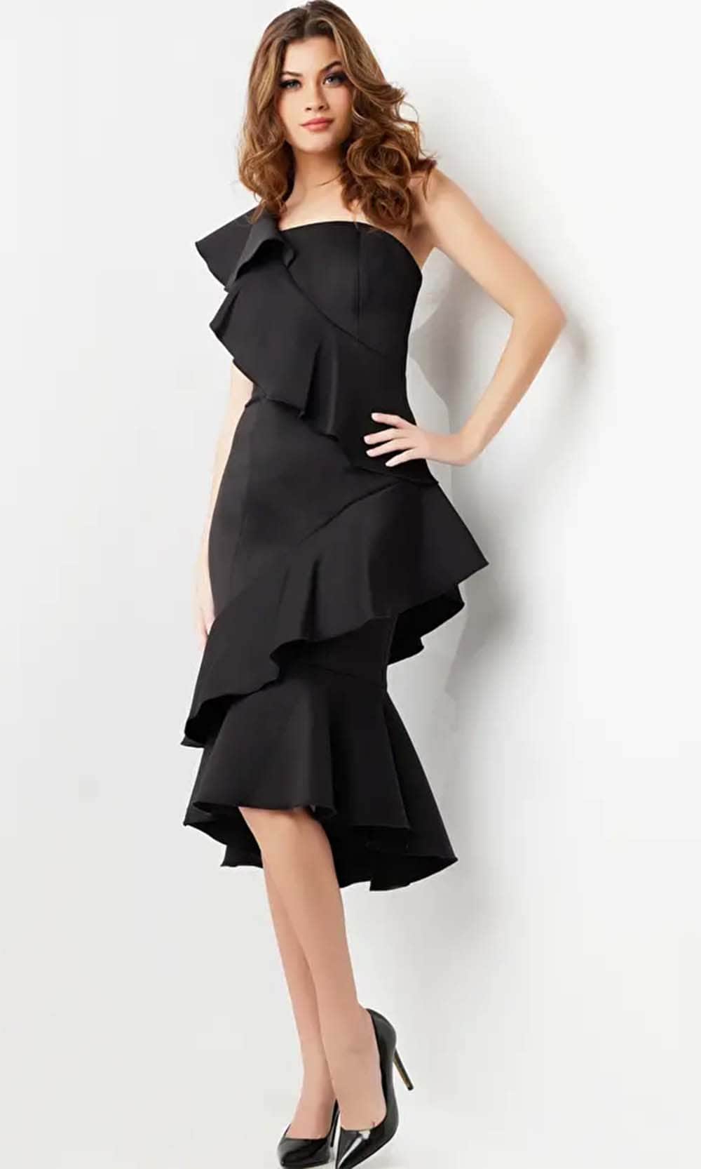 Jovani 25971 - Ruffle One-Shoulder Cocktail Dress - designer homecoming dress at Silhouette Dresses