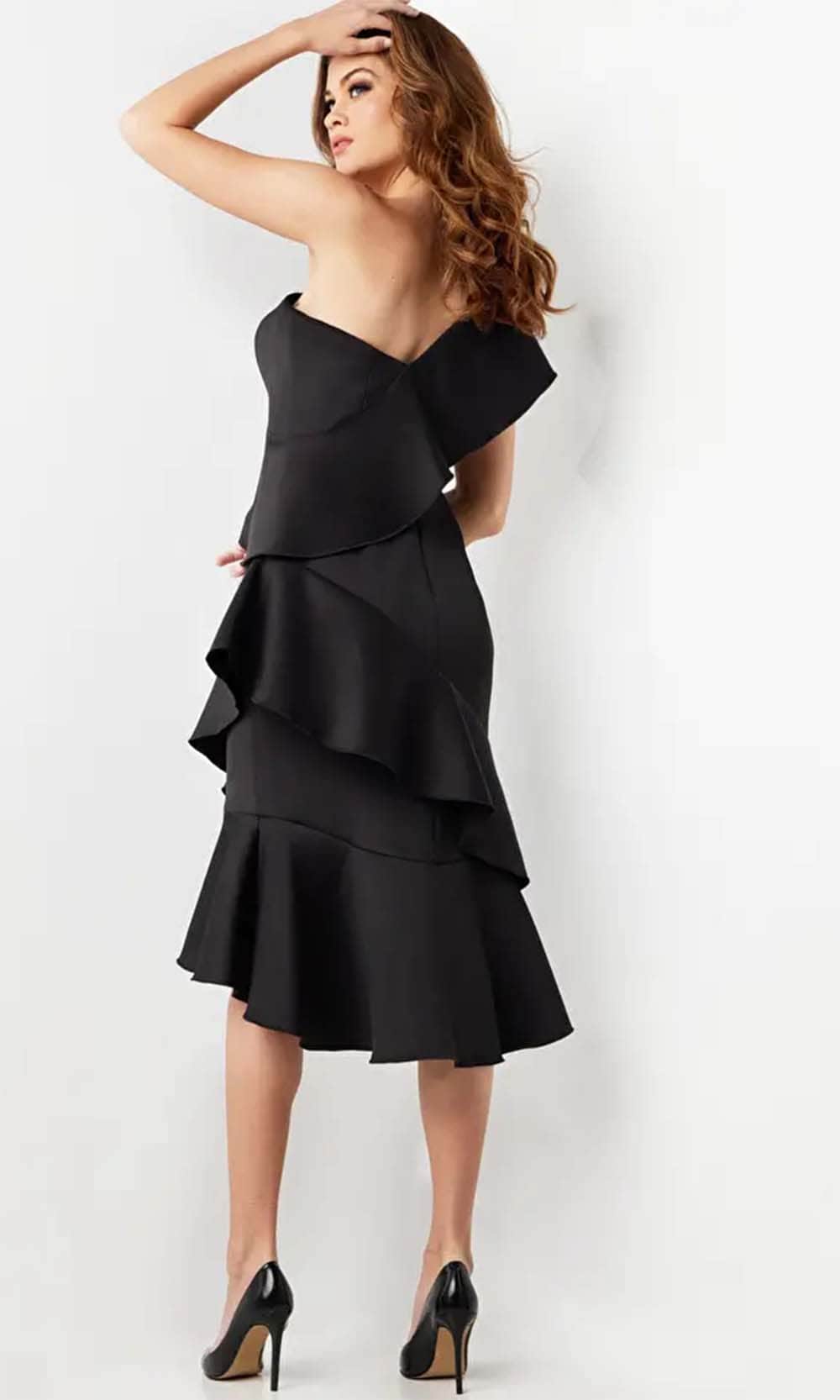 Jovani 25971 - Ruffle One-Shoulder Cocktail Dress - back view