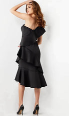 Jovani 25971 - Ruffle One-Shoulder Cocktail Dress - back view
