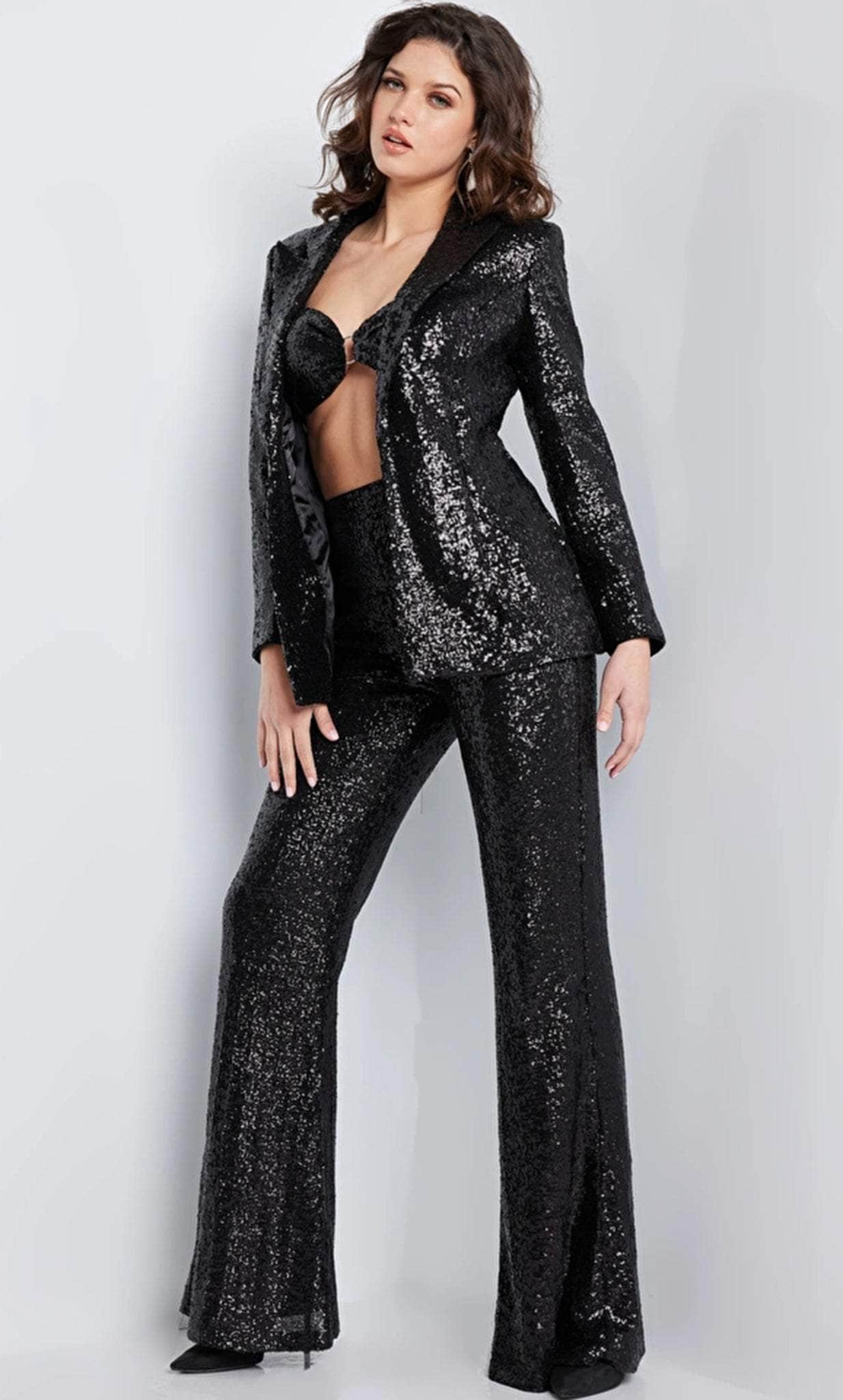 Jovani 26042 - Exposed Midriff Pantsuit - detail view