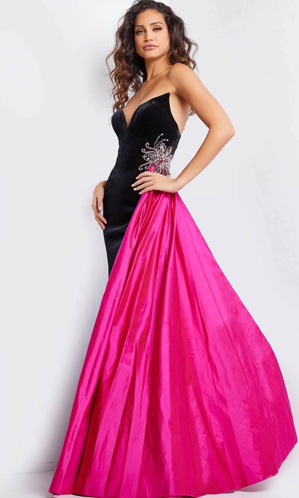 Jovani 26117 - Velvet Strapless Prom Gown - back view