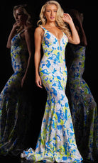 Jovani 26130 - Sleeveless Floral Long Dress - back view