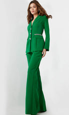 Jovani 26144 - Chain Detailed Long Sleeve Pantsuit - detail view