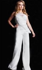 Jovani 26171 - Ruched Detailed One-Shoulder Jumpsuit - detail view