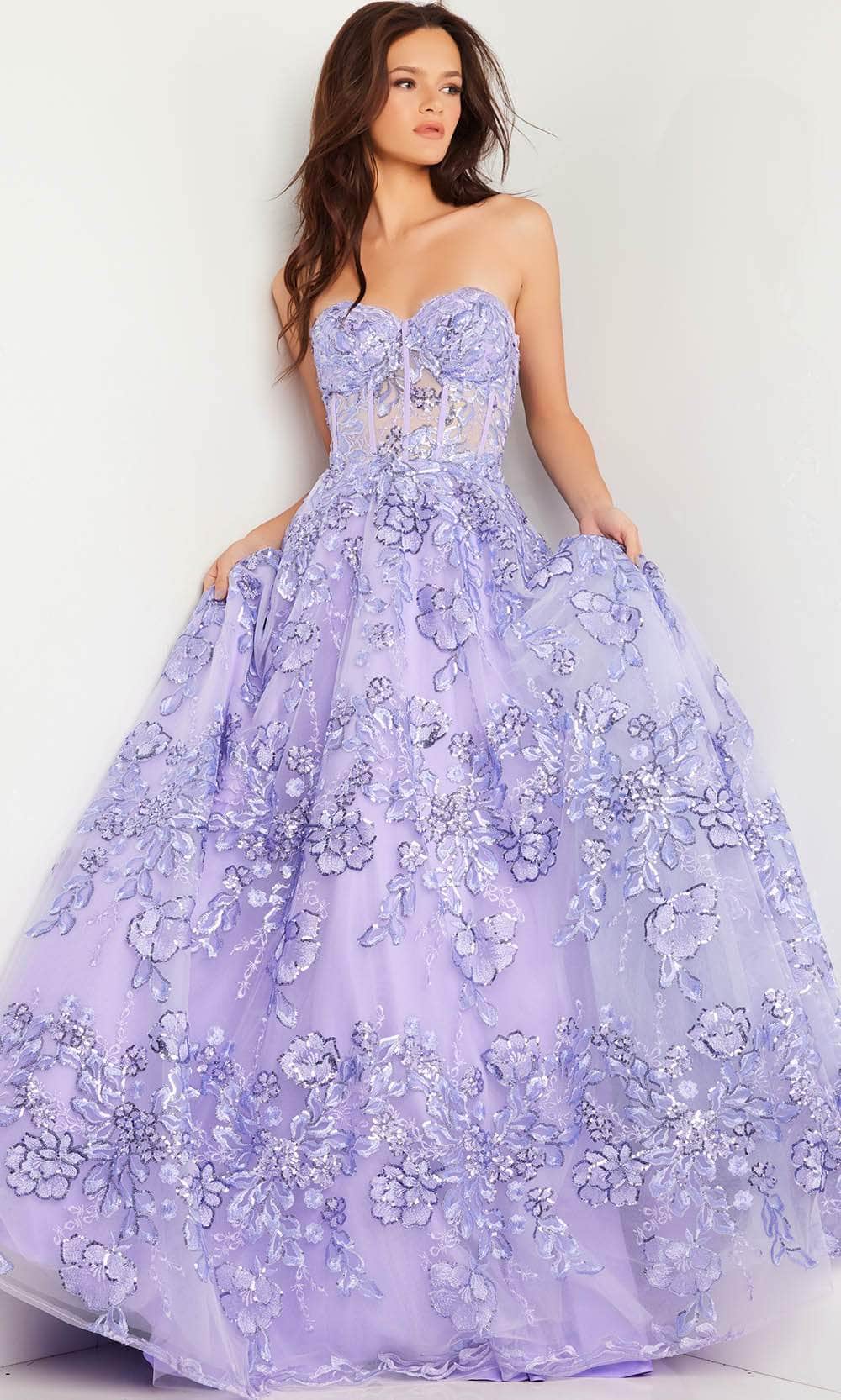 Jovani 26223 - Floral Illusion Ballgown - detail view