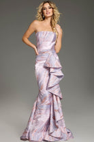 Jovani 31137 - Strapless Ruffle Detailed Prom Gown - back view