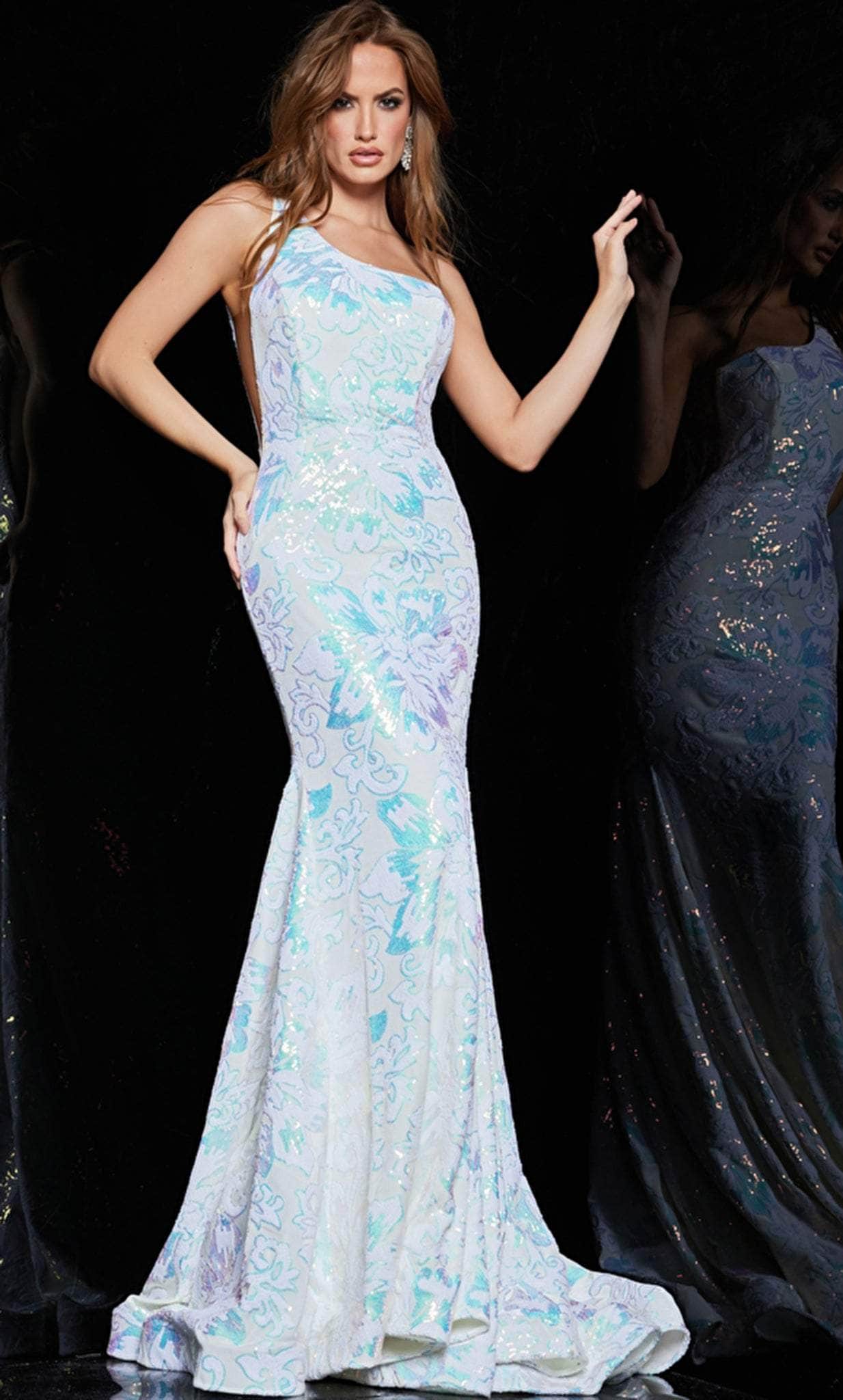 Jovani 32580 - Sequined Asymmetric Mermaid Gown - designer prom dress at Silhouette Dresses