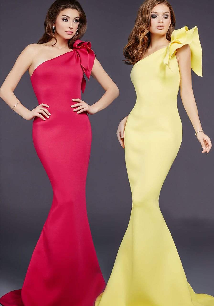 Jovani - 32602 Bow Accented Asymmetrical Junior Prom Mermaid Gown - view 11