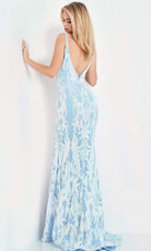 Jovani - 3263 Deep V-neck Fit and Flare Simple Prom Dress - view 8