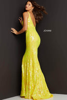 Jovani - 3263 Deep V-neck Fit and Flare Simple Prom Dress - view 13