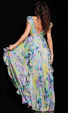 Jovani 34412SC - Flutter Sleeve Floral Evening Dress - back view