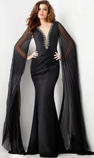 Jovani 36473 - Rhinestone Embellished Plunging V-Neck Prom Dress - detail view