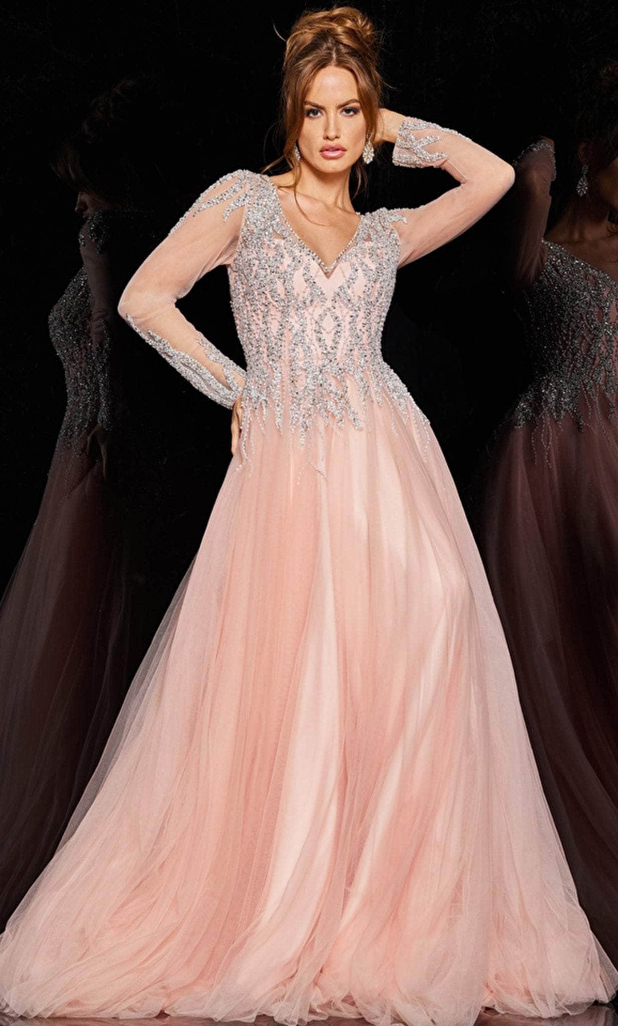 Jovani 36533 - Sheer Embellished A-line Gown - back view