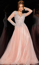 Jovani 36533 - Sheer Embellished A-line Gown - back view