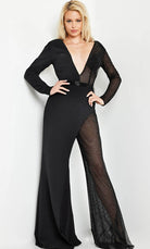 Jovani 36595 - Illusion Long Sleeve Jumpsuit - designer formal jumpsuit at Silhouette Dresses