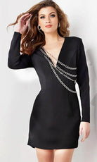 Jovani 36625 - Long Sleeve V-Neck Cocktail Dress - designer cocktail dress at Silhouette Dresses