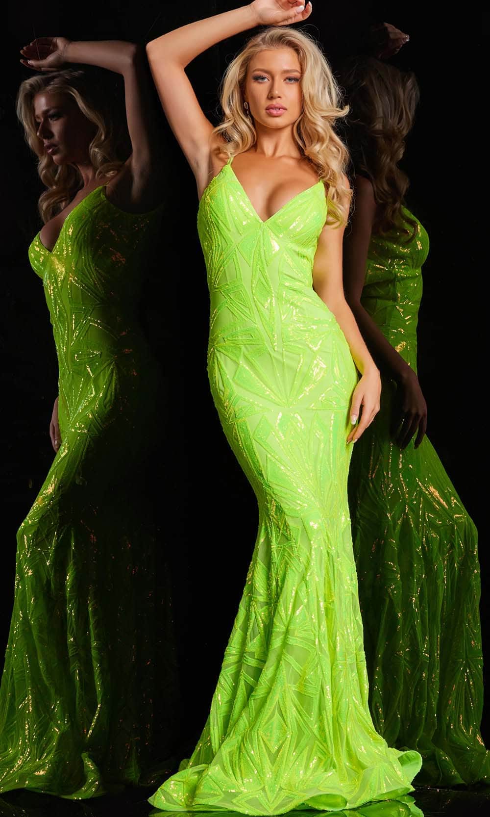 Jovani 36656SC - Sequin Mesh V-Neck Prom Gown - designer prom dress at Silhouette Dresses