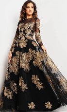 Jovani 36716 - Floral A-line Evening Gown - back view