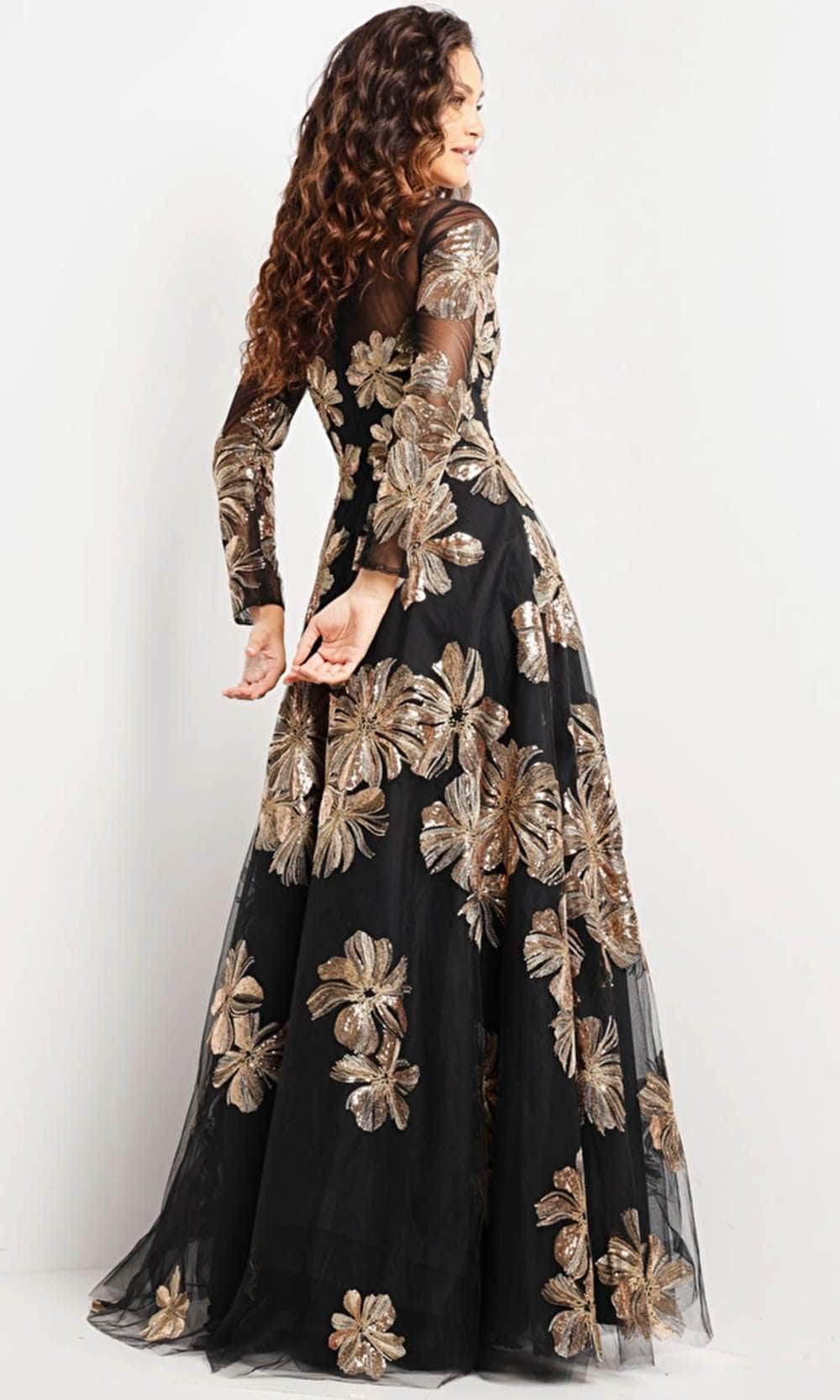 Jovani 36716 - Floral A-line Evening Gown - view 4
