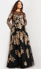 Jovani 36716 - Floral A-line Evening Gown - detail view