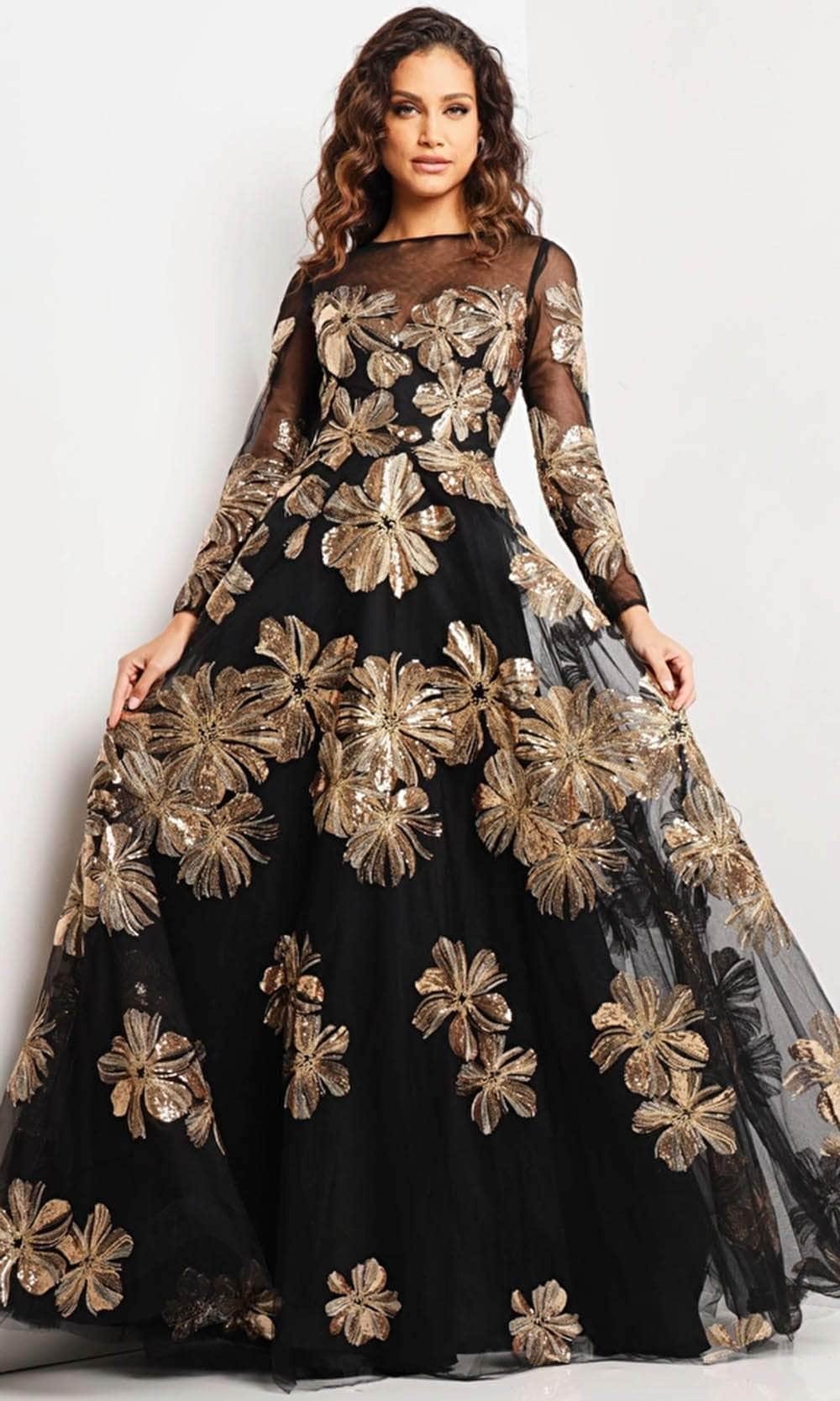 Jovani 36716 - Floral A-line Evening Gown - designer formal gown at Silhouette Dresses