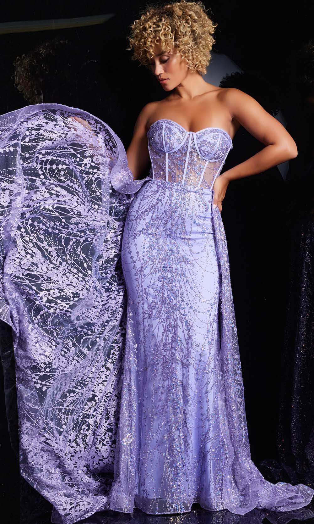 Jovani 36736 - A-Line Overskirt Prom Gown - view 4