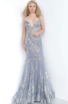 Jovani - 3675 Sequined Illusion Corset Simple Prom Mermaid Gown - view 6