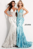 Jovani - 3675 Sequined Illusion Corset Simple Prom Mermaid Gown - view 12