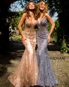Jovani - 3675 Sequined Illusion Corset Simple Prom Mermaid Gown - view 9