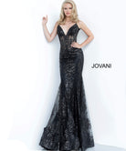 Jovani - 3675 Sequined Illusion Corset Simple Prom Mermaid Gown - view 10