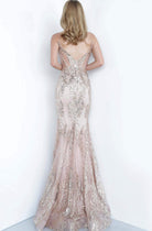 Jovani - 3675 Sequined Illusion Corset Simple Prom Mermaid Gown - view 5