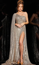 Jovani 36804 - One Cape Sleeve Evening Gown - back view