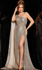 Jovani 36804 - One Cape Sleeve Evening Gown - detail view
