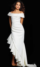 Jovani 36910SC - Off-Shoulder RuffleTrim Detailed Evening Dress - designer wedding dress at Silhouette Dresses