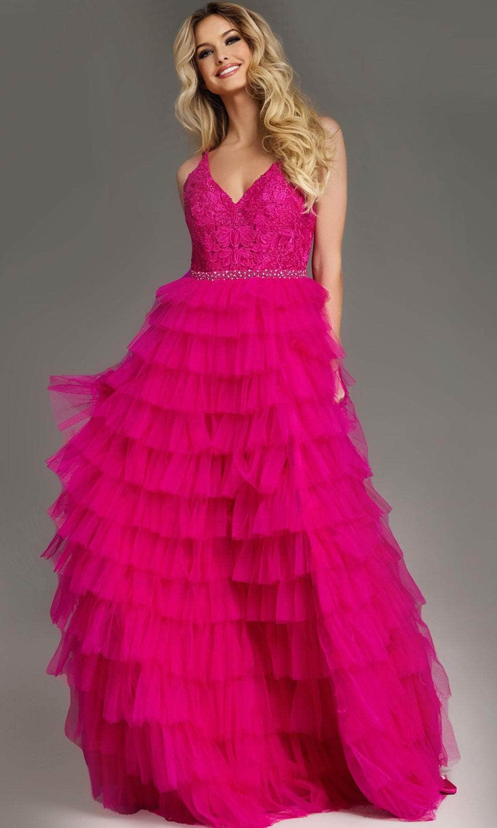 Jovani 37001 - Tiered Tulle Prom Dress - back view