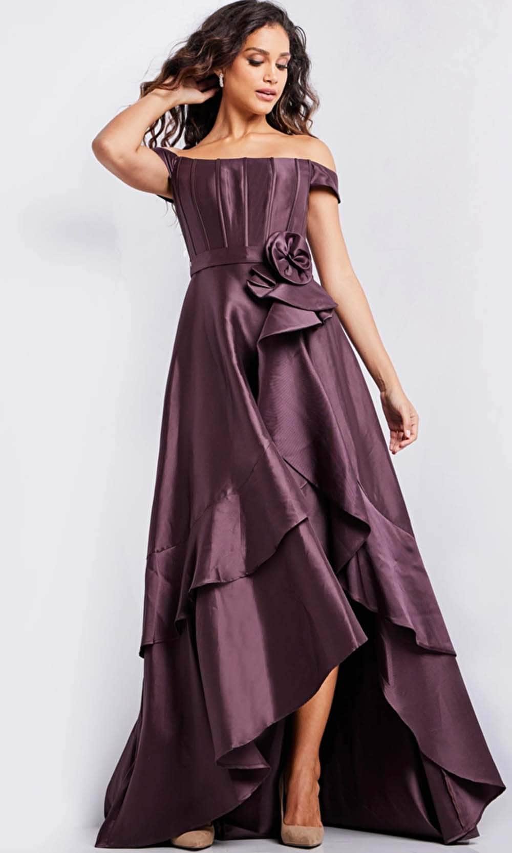 Jovani 37014 - Corset High Low Evening Dress - back view