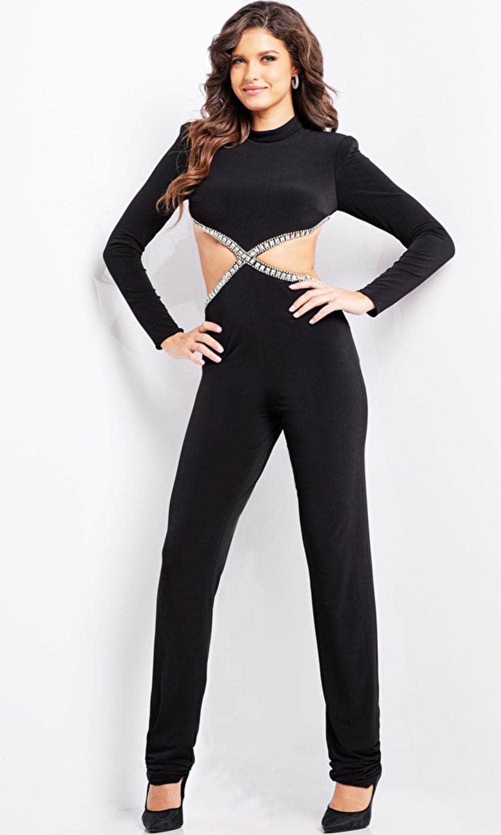 Jovani 37038 - Side Cut-Out High Neck Jumpsuit - designer formal jumpsuit at Silhouette Dresses