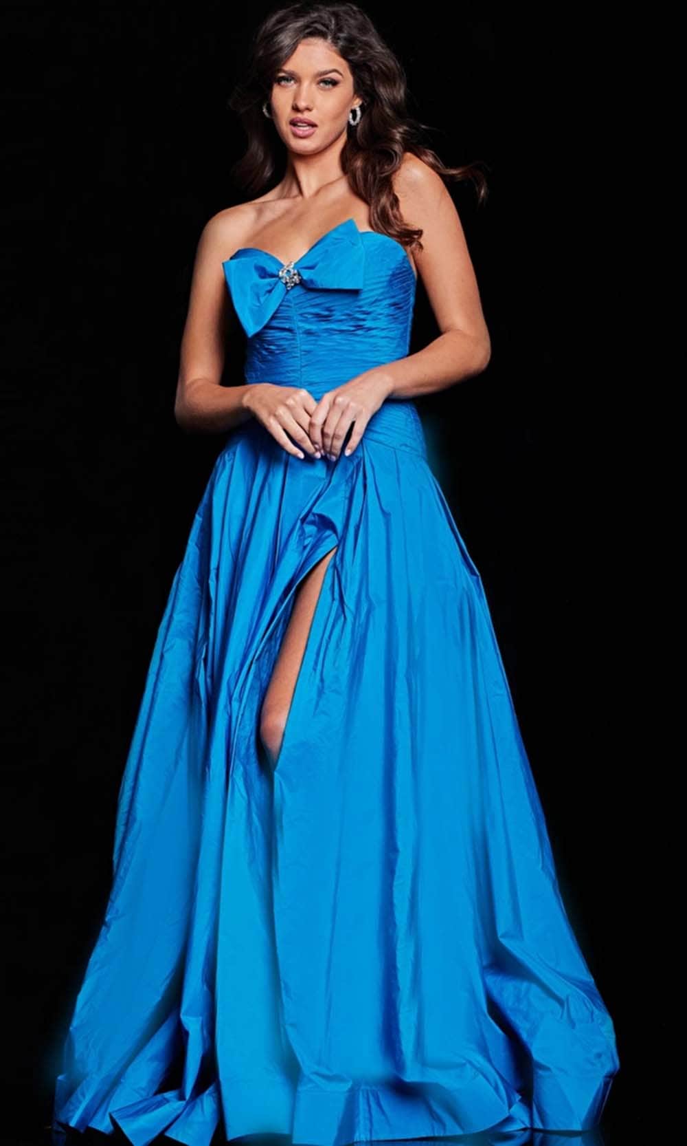 Jovani 37066 - Shirred Bow Detail Evening Dress - designer evening gown at Silhouette Dresses