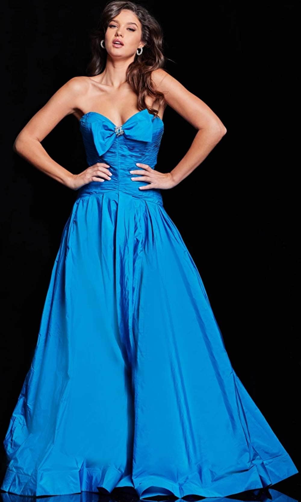 Jovani 37066 - Shirred Bow Detail Evening Dress - back view