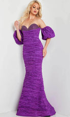 Jovani 37072 - Puff Sleeve Mermaid Evening Dress - designer evening gown at Silhouette Dresses