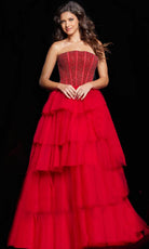 Jovani 37210 - Straight Across Ruffled Ballgown - back view