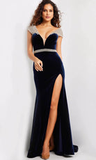 Jovani 37246 - Cap Sleeve Velvet Evening Dress - designer evening gown at Silhouette Dresses