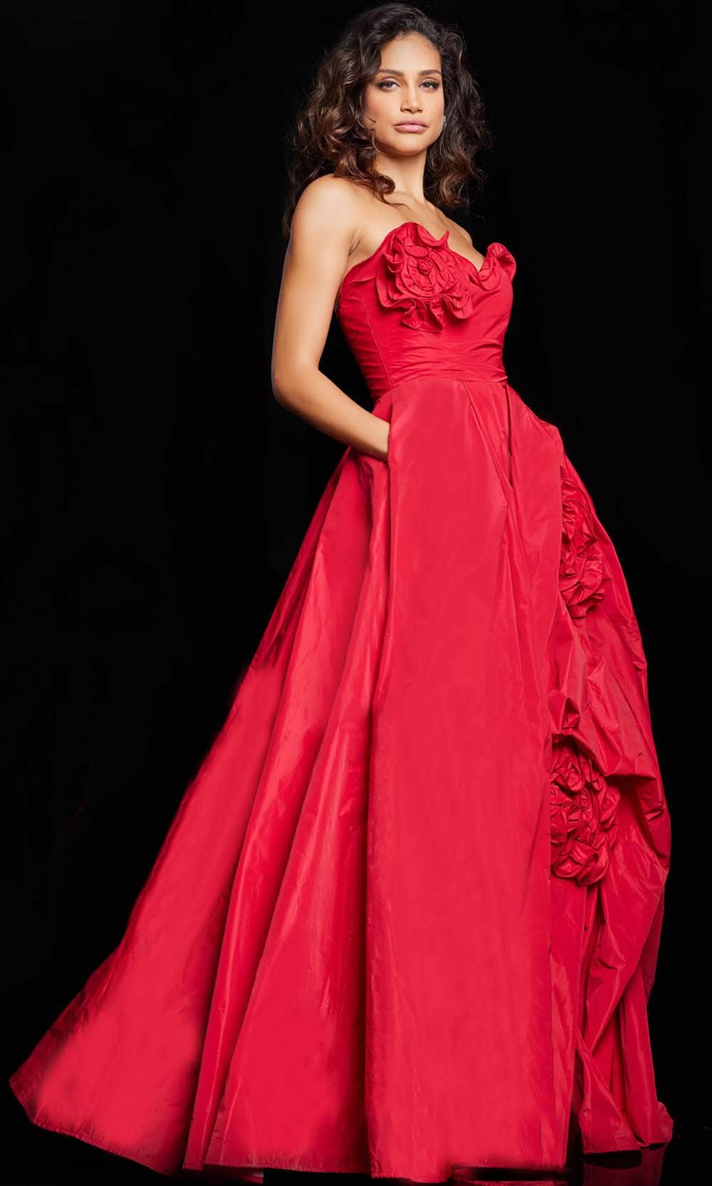 Jovani 37266 - Strapless Ruffle Ballgown - back view