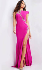 Jovani 37342 - Cap Sleeve Jeweled Cutout Evening Dress - back view