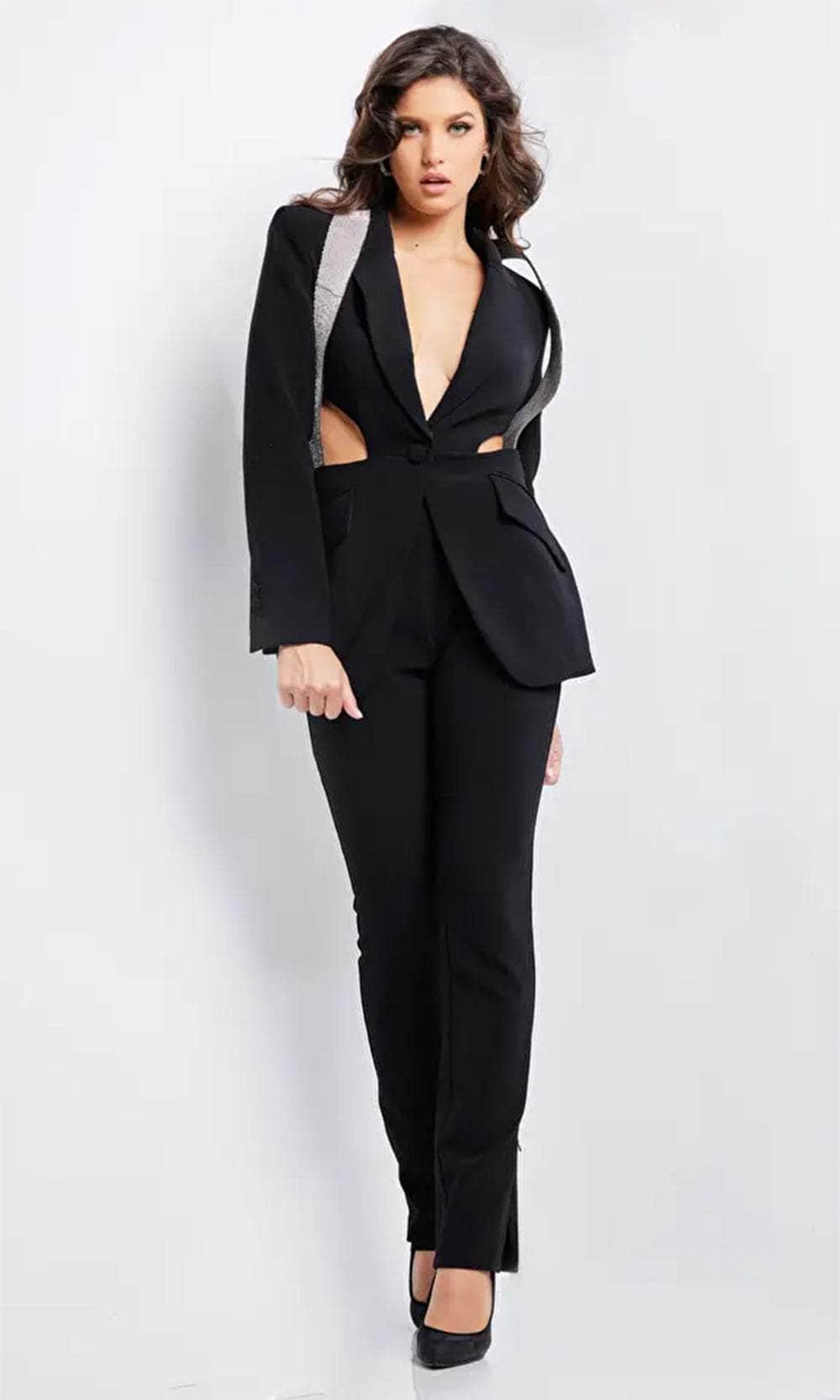 Jovani 37347 - Cut-Out Detailed Two-Piece Jumpsuit - detail view
